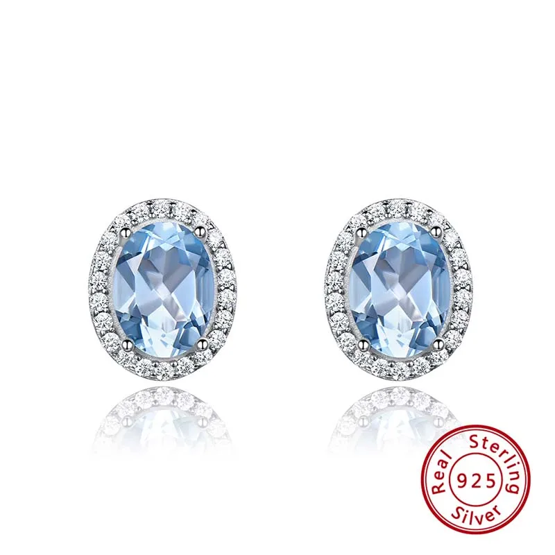 ORSA JEWELS твердые 925 пробы серебряные серьги-гвоздики для женщин подлинный голубой топаз роскошные женские ювелирные изделия VSE05 - Цвет камня: VSE05