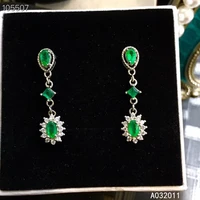 kjjeaxcmy fine jewelry natural emerald 925 sterling silver trendy girl gemstone earrings new ear studs support test with box