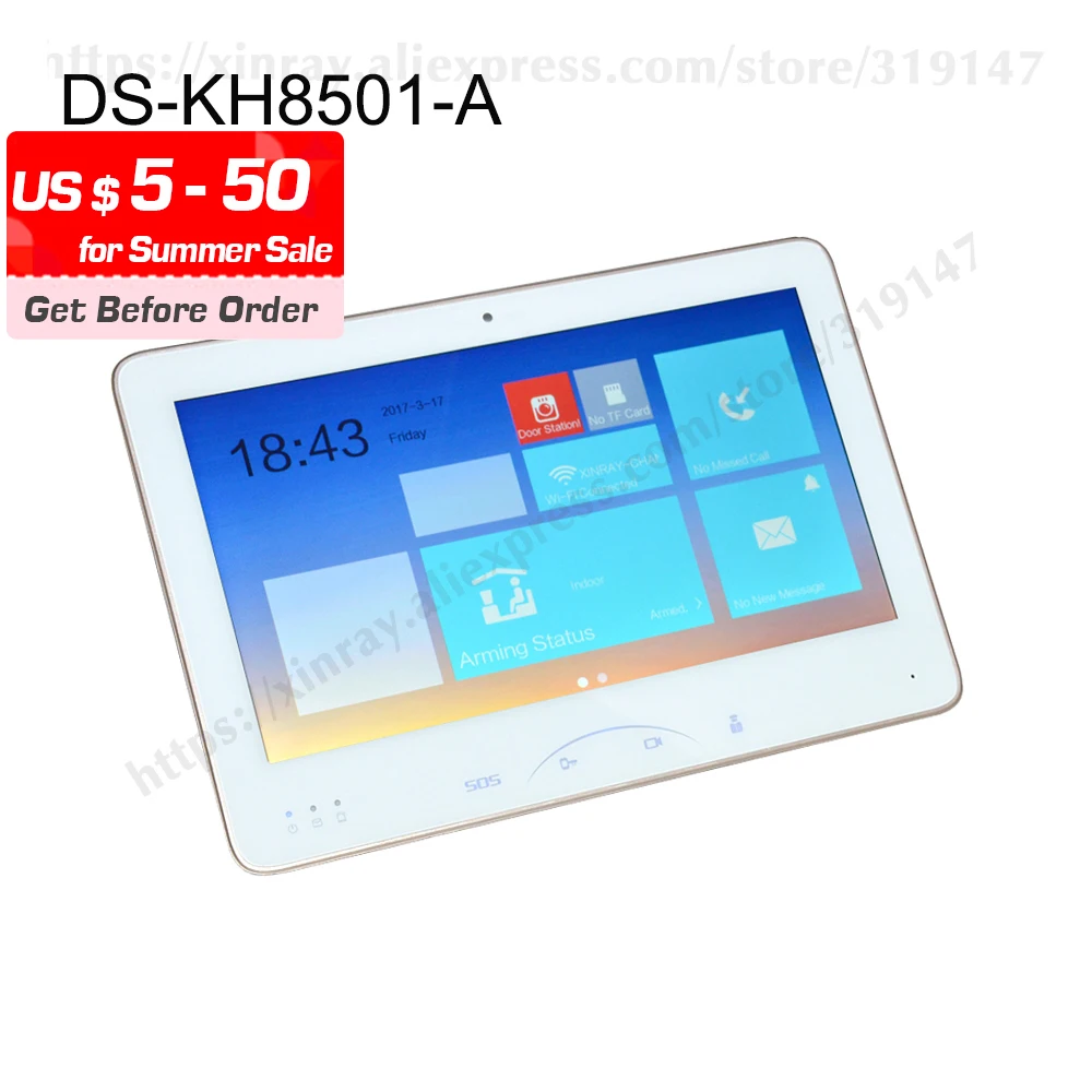 Hikvision внутренний видеодомофон DS KH8501 A с 10 дюймовым цветным сенсорным экраном 8