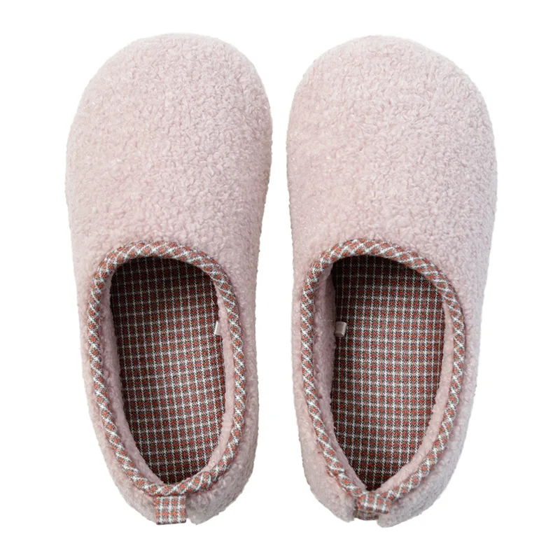 

Winter Indoor Women Fur Flock Shoes Bedroom Warm Plush Lovers Cotton Shoes Slip-on Simplicity Solid House Ladies Fur Slippers