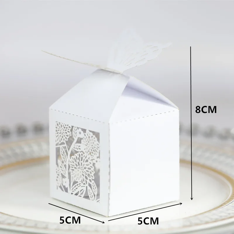 10 шт. бабочка Лазерная резка полые сувениры Упаковка шоколад коробка подарки
