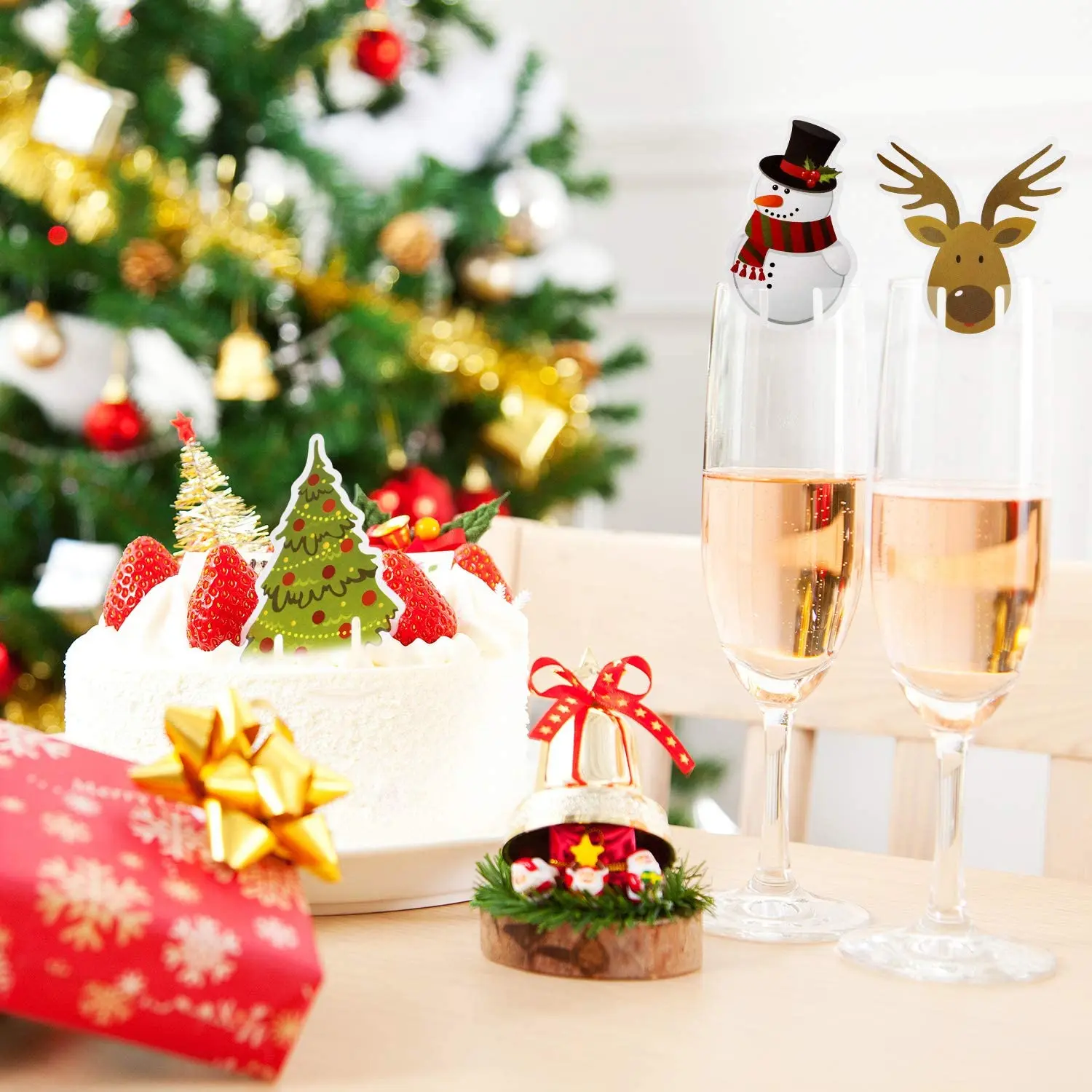 

10 Pieces Christmas Wine Glass Decorations Cup Cards Christmas Goblet Markers Table Decoration for Christmas Party Supplies
