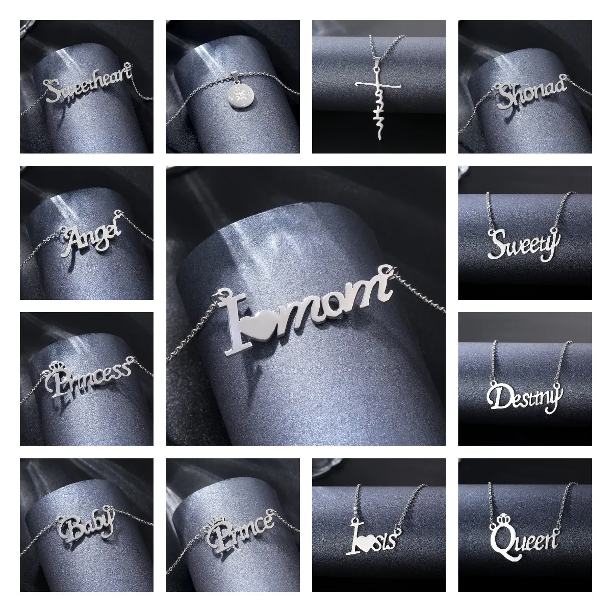 

Hip Hop Stainless Steel Letter Necklace Pendant Personality Jump Di Fashion Necklace