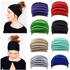 

13 Colors Nonslip Elastic Turban Folds Yoga Hairband Fashion Wide Sports Headband Running Accessories Summer Stretch Hair Band