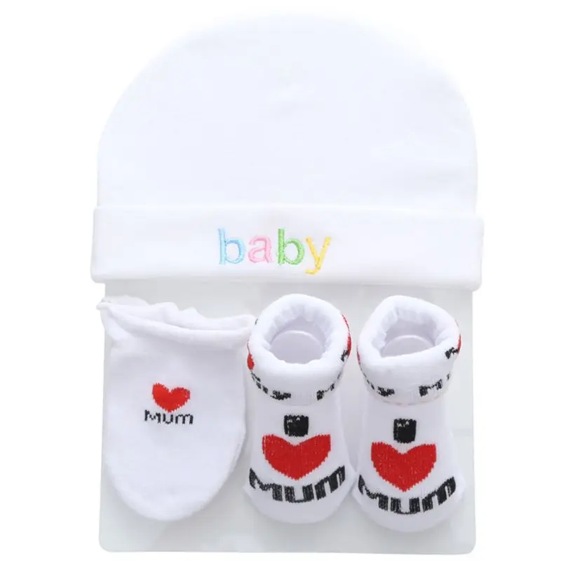900C-Conjunto de calcetines para beb&eacute;, ni&ntilde;o y ni&ntilde;a, gorro y guantes de algod&oacute;n con dibujos animados-4