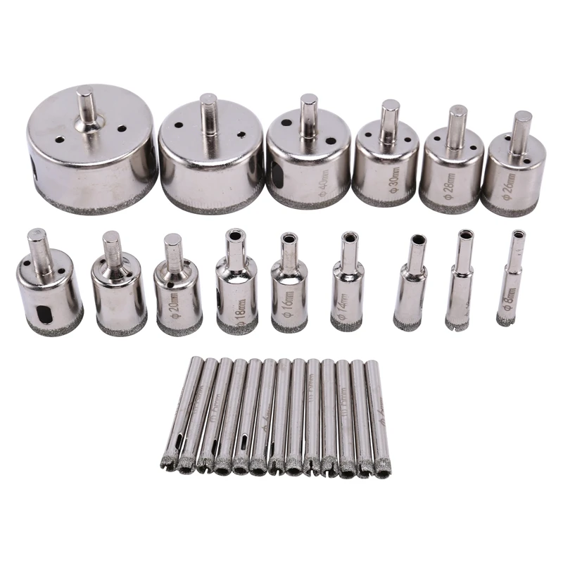 

28Pcs Diamond Coated Drill Bit 6-60mm for Tile Marble Glass Ceramic Hole Saw Drill Diamond Core Bit