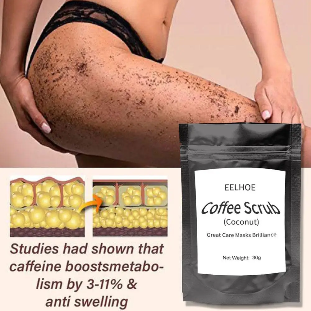 

30g Coffee Scrub Coconut Scent Body Scrub Cream Dead Sea Salt For Exfoliating Whitening Moisturizing Anti Cellulite