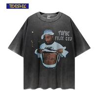 2021 men hip hop rap 2pac graphic print t shirt summer casual short sleeve t shirts tops fashion tshirts streetwear black tee