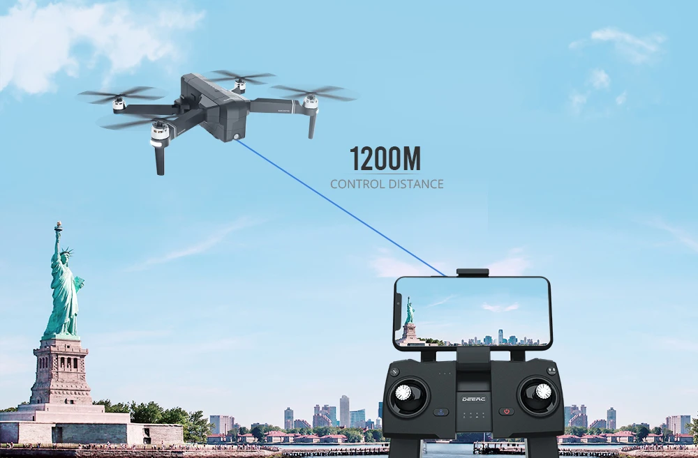 DEERC DE22 Дрон gps бесщеточный 5G 500M wifi FPV 2,7 K gps-навигатор с разрешением Full HD RC Дрон складной 1,2 км 1200 м 25 минут Профессиональный Квадрокоптер