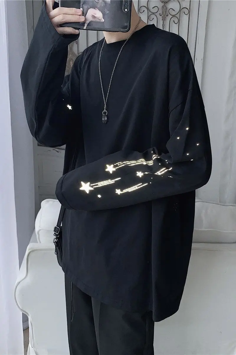 Новинка весна-осень 2020 популярная Молодежная светящаяся футболка с длинным