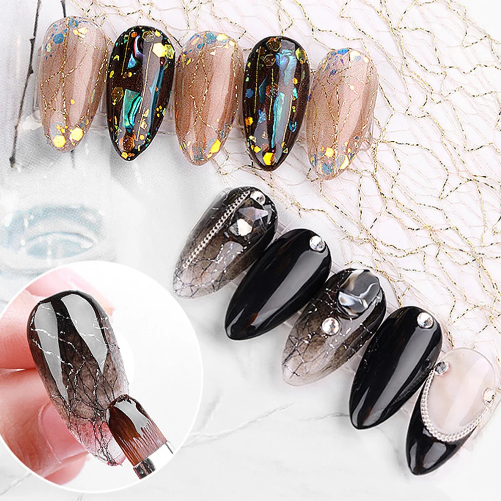 Сетчатые дизайнерские наклейки для ногтей Золотая тисненая Фольга 3D Звезда Луна