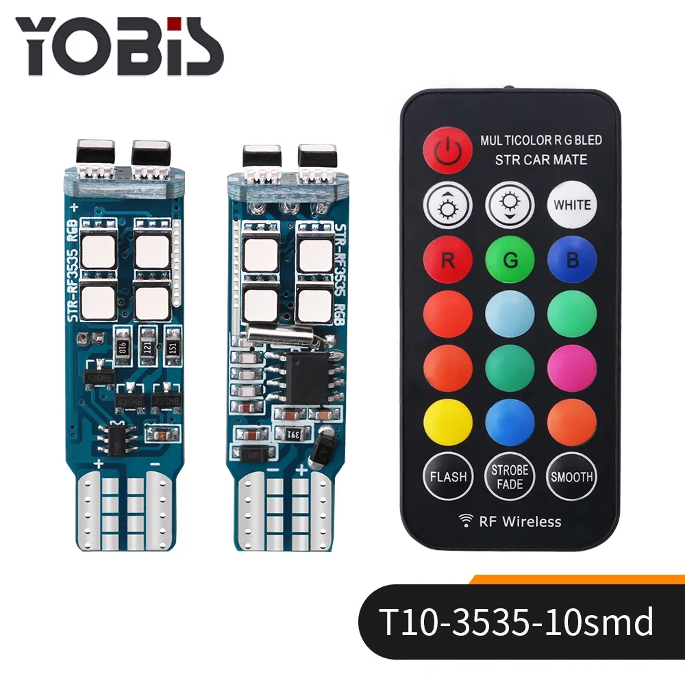 

RGB with remote control t10w5wrf wireless remote control 360 degree outside control side lamp flash lamp