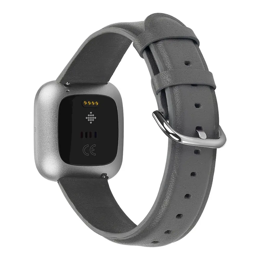 Серый Премиум пота кожаный ремешок Замена для Fitbit Versa/versa 2 Смарт часы браслет ремешок - Цвет: Серый
