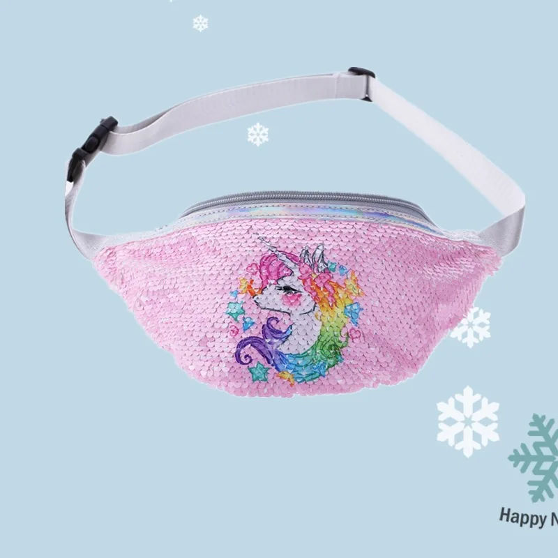 Поясная сумка с блестками и принтом единорога модная поясная Детская нагрудная