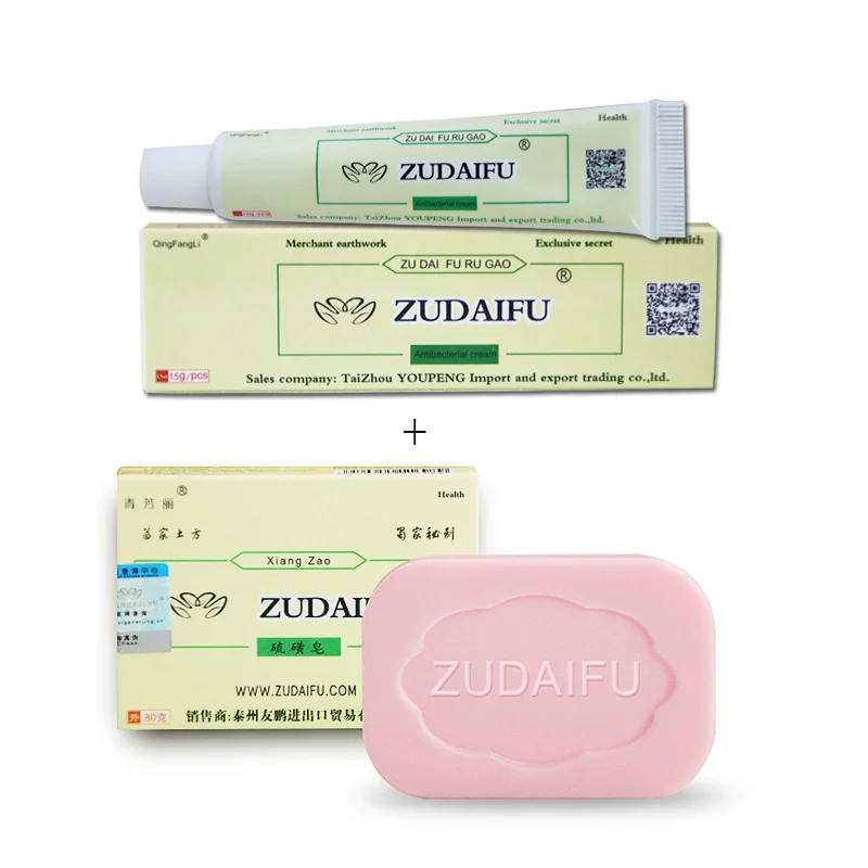 

Zudaifu Skin Psoriasis Cream + Sulfur Soap Acne Psoriasis Seborrhea Eczema Anti Fungus Bath Whitening