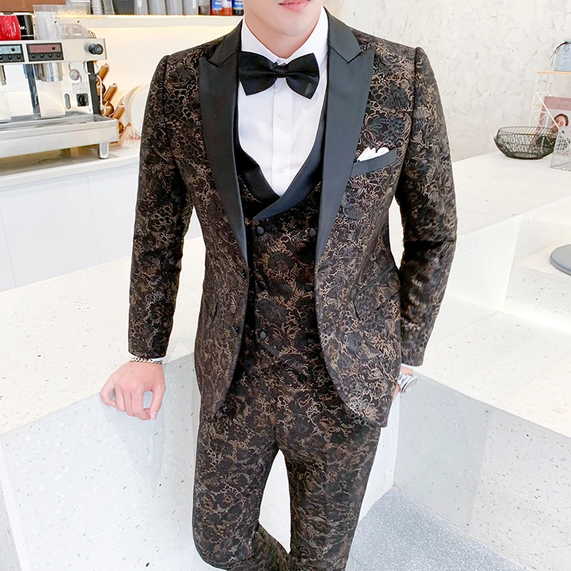 Роскошный Рождественский костюм новый дизайн мужские стильные костюмы с