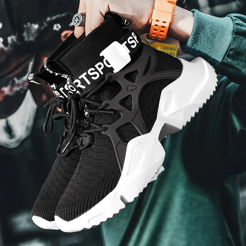 Мужские кроссовки для бега с высоким берцем Легкие на массивном каблуке дышащие