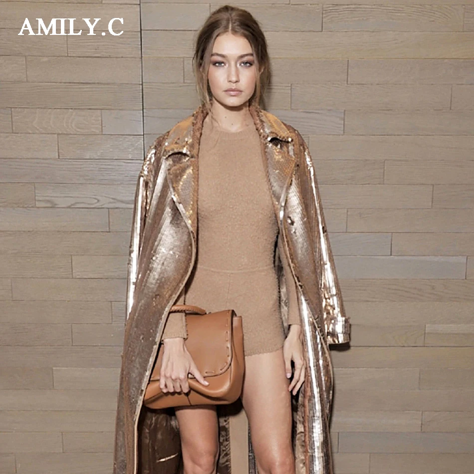 Женские куртки Amily. c с блестками золотого цвета для клубов и вечеринок|Женские куртки| |