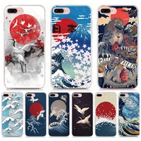 for iphone 13 pro max 13 mini 6 6s plus 5s 5 case soft tpu wave art japanese coque shell mobile phone bag for touch 6 7 case