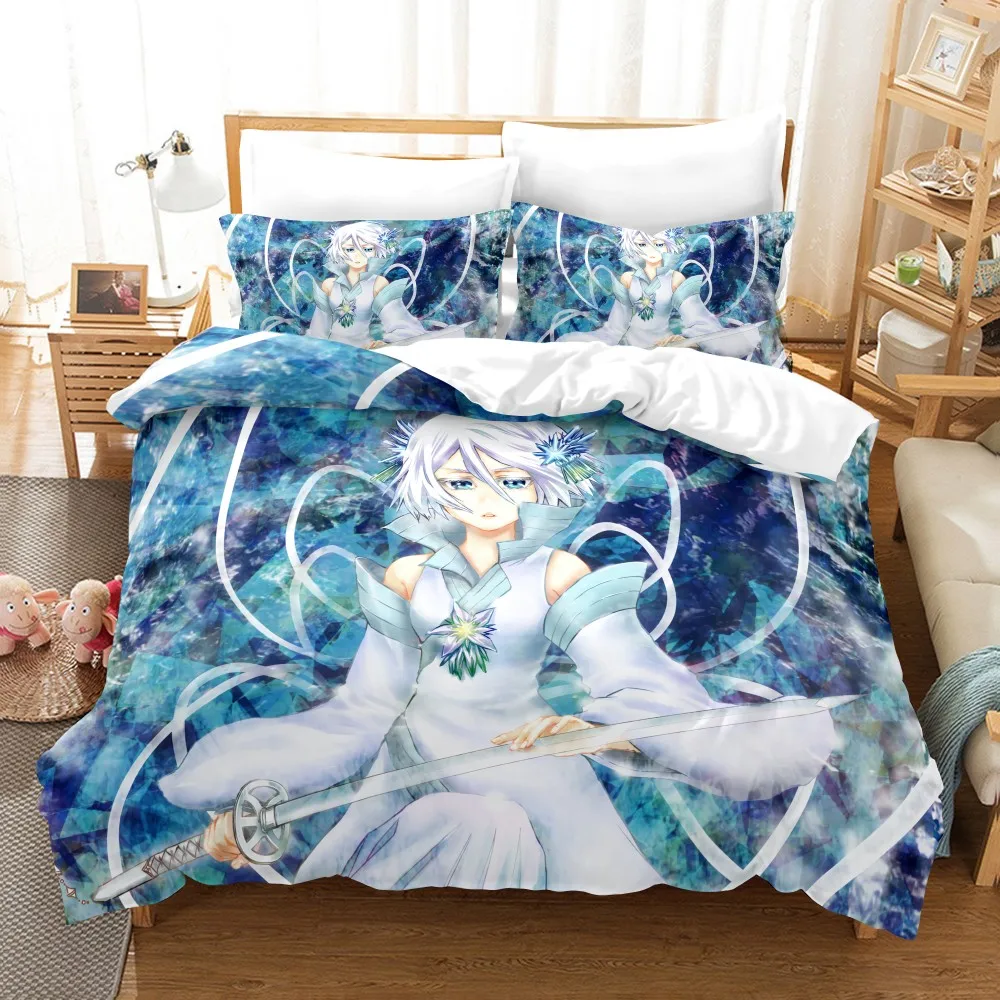 

Japanese Anime Bleach 3D Printed Comforter Bedding Set Duvet Cover Sets Cartoon Kids Queen King Full Single SizeBedroom Luxury