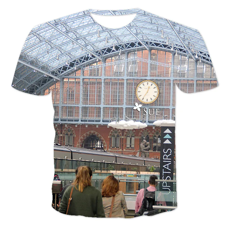 

2021 New Summer Men'S 3D House Construction T-Shirt Fashion Style Low Price Men'S T-Shirt Round Neck Polyester Breathable Tops