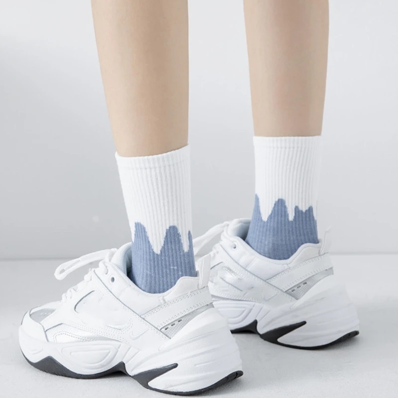 Британский стиль женские осенние хлопковые длинные носки винтажные полосатые