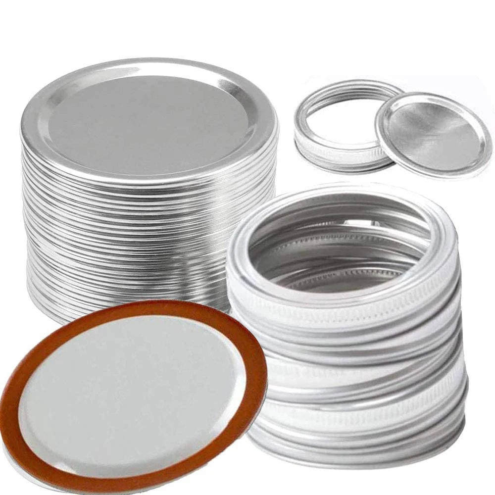 

Hot New 12Pc Mason Jar Lids With Discs Kitchen Anti Rust Storage Cannings Covers Stainless Steel Split-Type Polished Mug Cup Cap