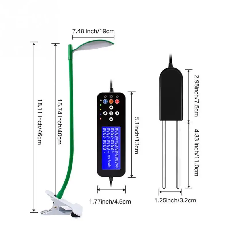 

21 LEDs Plant Growth Light Clip On Red Blue Timer Brightness Humidity Detection Adjustable Garden Greenhouse Indoor Lighting
