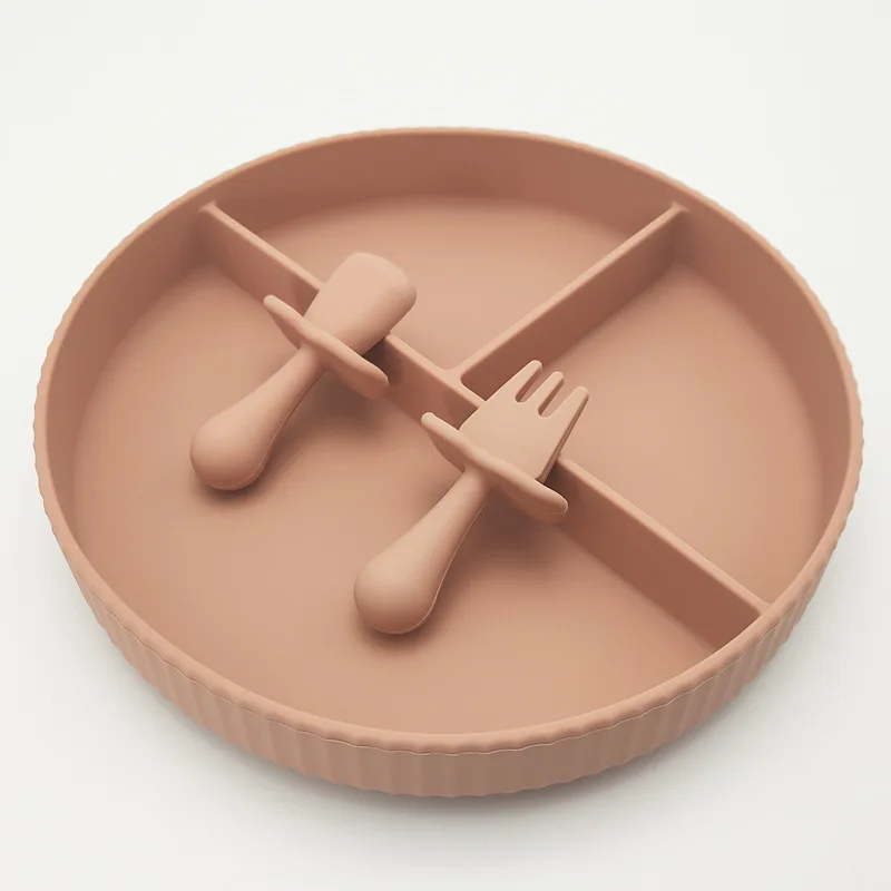 

Набор детских обеденных тарелок, нескользящая цельная детская силиконовая миска для еды, экологически чистая