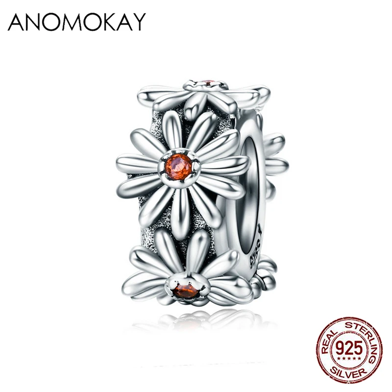 Женское колье из серебра 100% пробы с цветком Маргаритки|Бусины| |