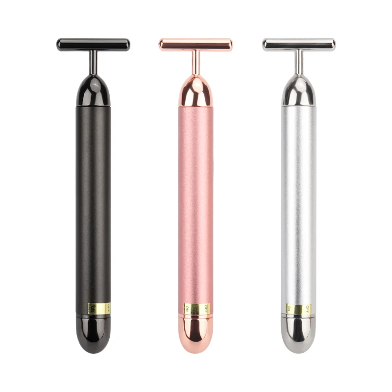 

24k Gold Face Lift Bar Roller Vibration Slimming Massager Facial Stick Facial Beauty Skin Care T Shaped Vibrating Tool