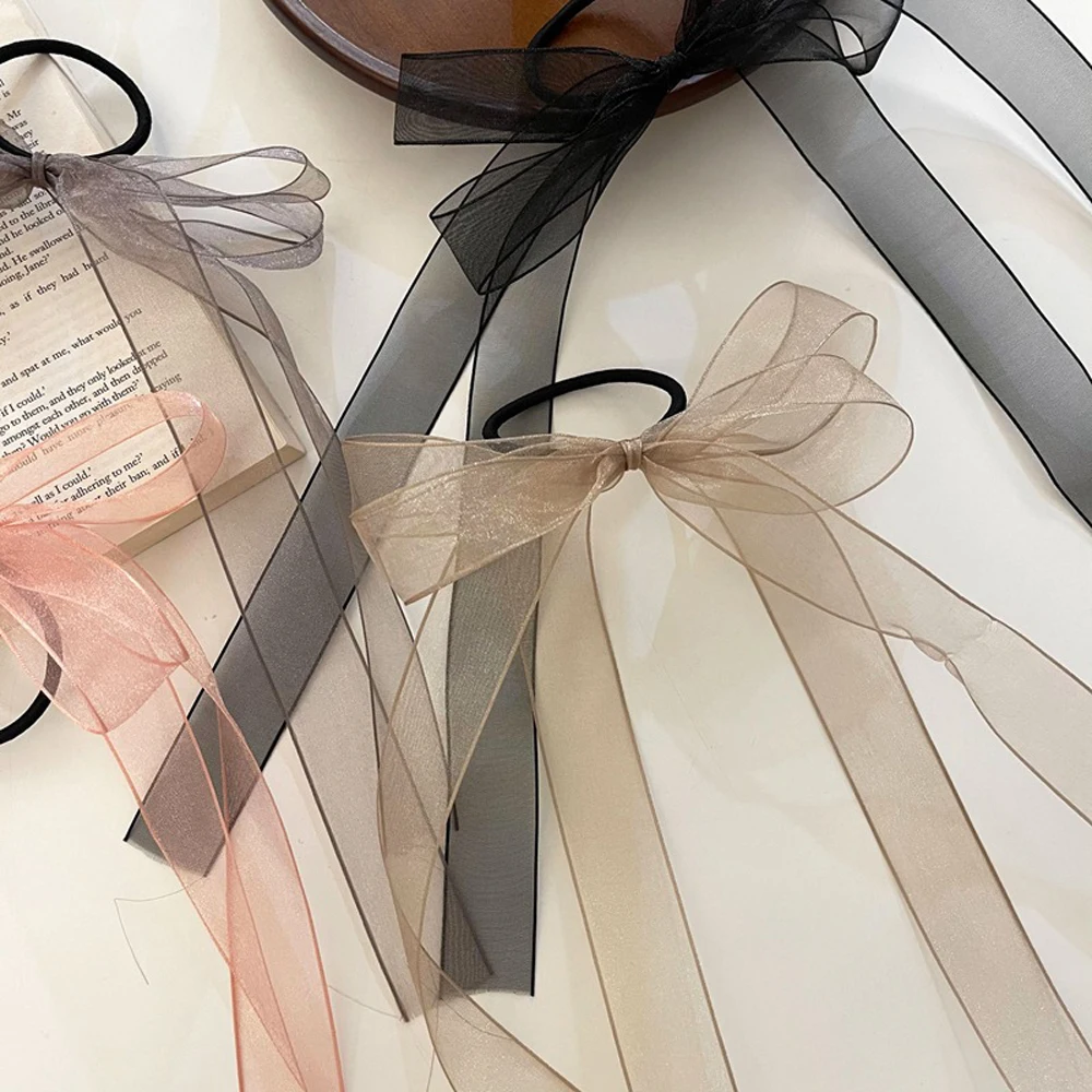 1 шт. с бантом из органзы резинка для волос Scrunchies Милые Мягкие штаны эластичным