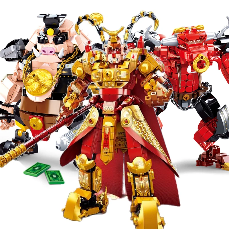

Конструктор MOC Monkey King Warrior Mech Sun Wukong Monkie Mecha, фигурки города, конструктор, демон, бык, король, набор кирпичей, детские игрушки, подарок