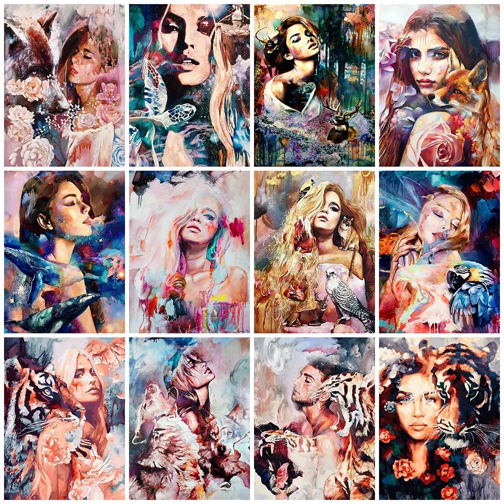 Полная круглая алмазная живопись абстрактная женщина 5D вышивка портрет для