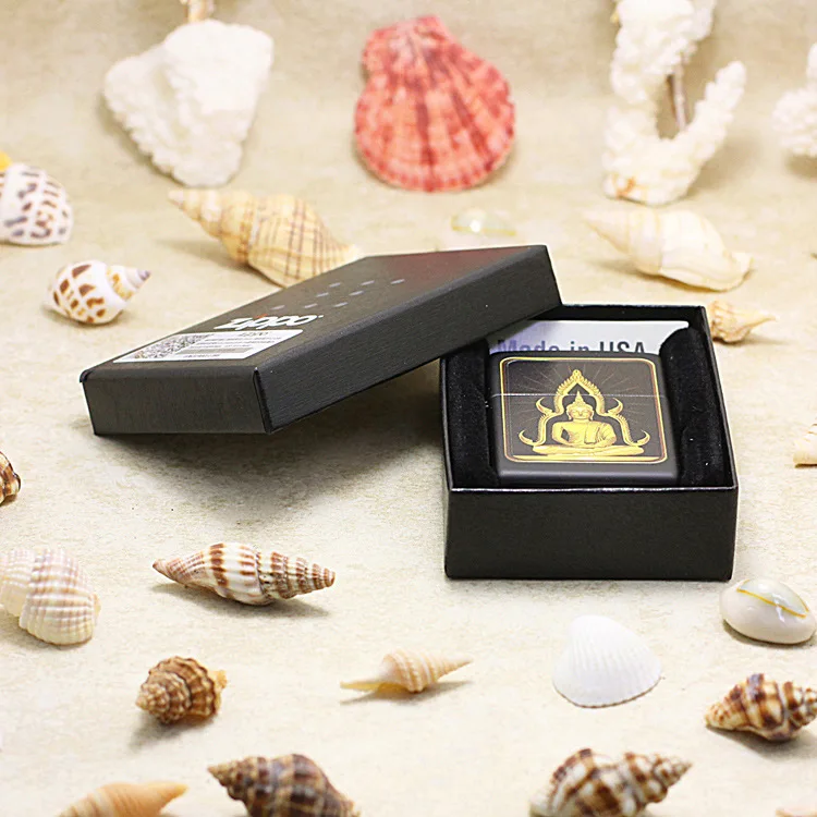 

Genuine Zippo oil lighter copper windproof Sakyamuni engraving cigarette Kerosene lighters Gift With anti-counterfeiting code