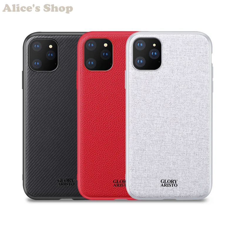 Luxury Business For iPhone 11 Pro Max Carbon Fiber Canvas Leather & PC TPU Case Cover Apple 11/ Pro/ Back Cases |