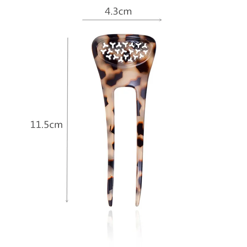

CHIMERA Leopard Print Hair Fork Women Simple Vintage Hollow-out Cellulose Acetate Brown Hair Stick Fork Hairpin Hair Accessories
