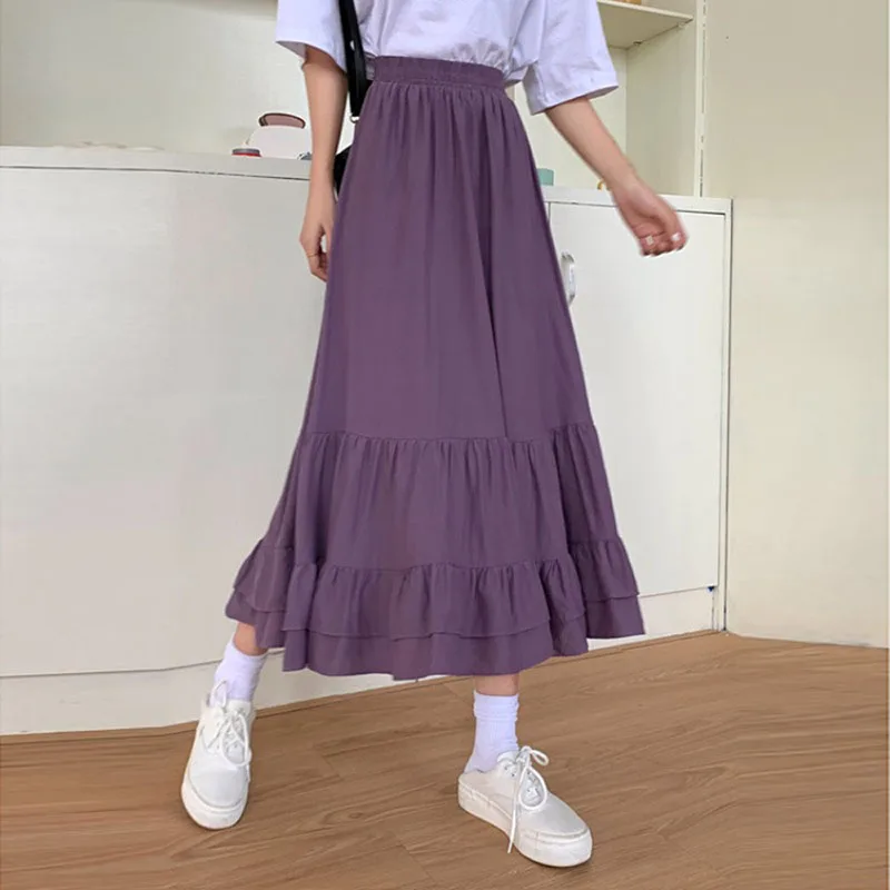 Длинные фатиновые Миди-юбки женские 2021 Осенняя эластическая Высокая талия сетки