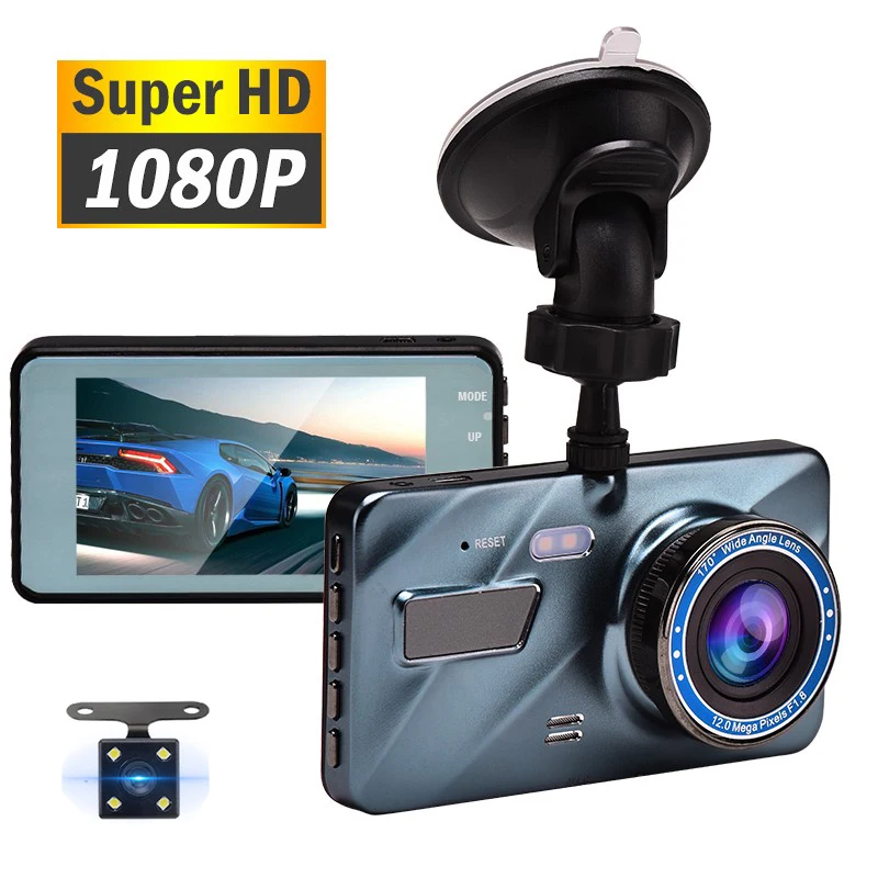 Автомобильный видеорегистратор 4 дюйма с двойным объективом камера Full HD 1080P