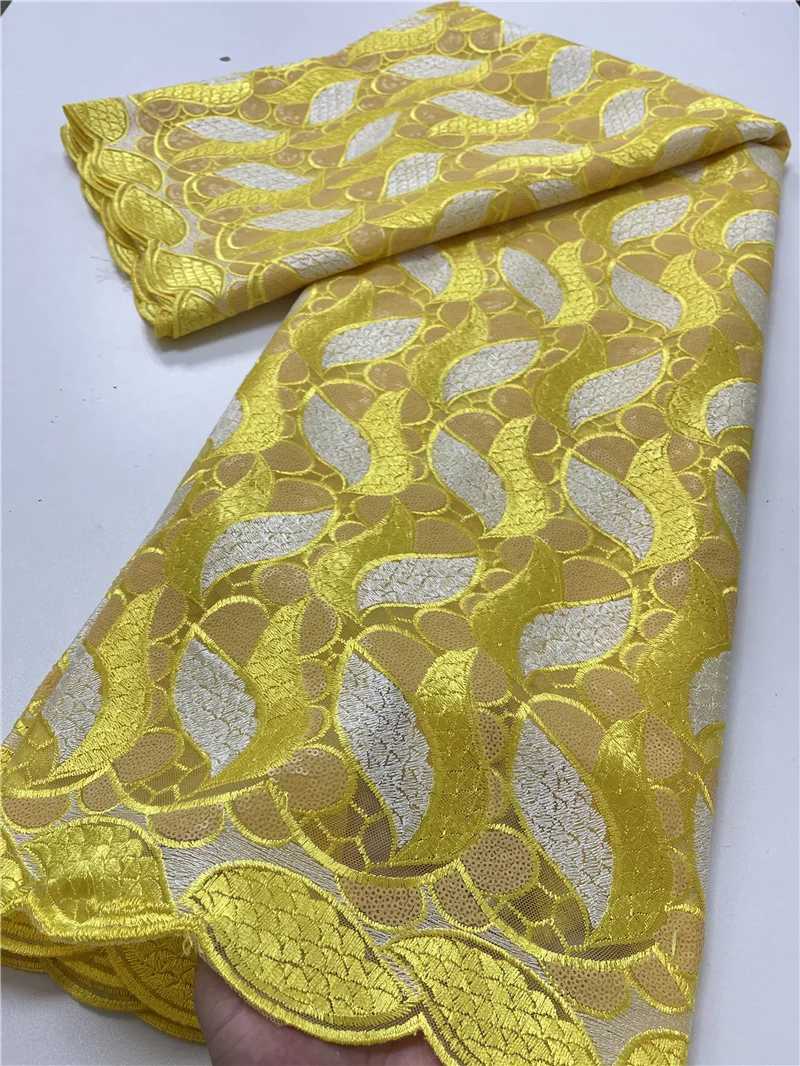 

PGC African Nigerian Sequins Lace Fabric 2021 High Quality Lace Material French Mesh Lace Fabric For Wedding Sewing YA4109B-7