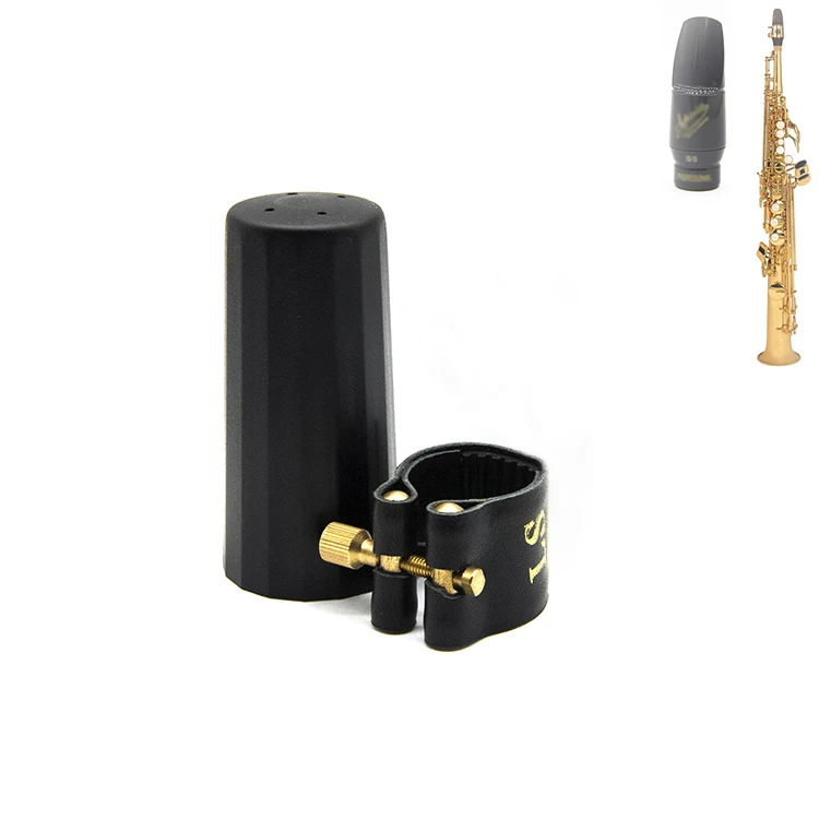 Soprano Sax Bakelite США Джаз Стиль Натуральная кожа Лигатура для саксофона бакелитовая Лигатура мундштука Bb кларнет Ligature клип альт тенор сопрано Sax - Цвет: Soprano Sax Bakelite