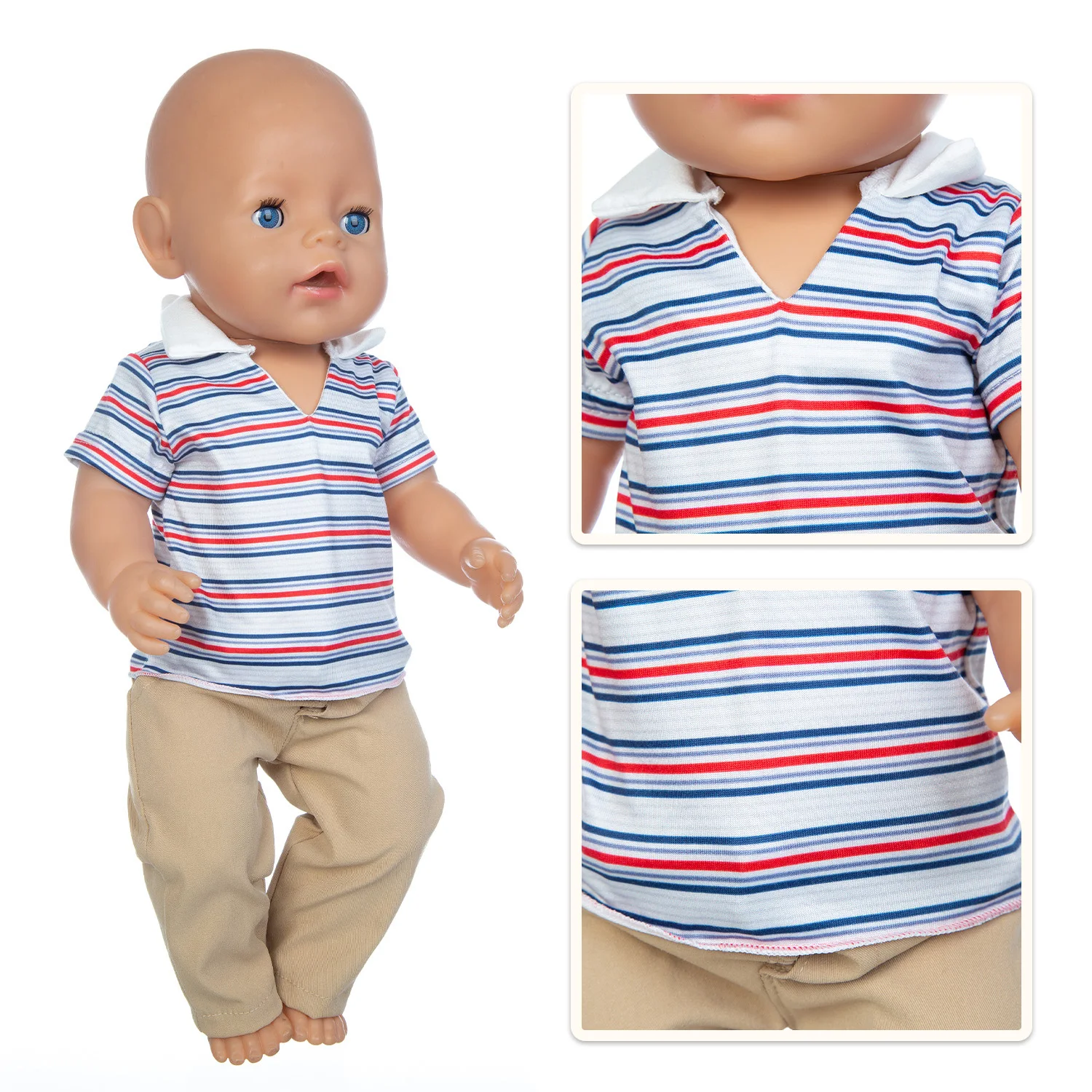 

Baby New Born Fit 17 inch 43cm Doll Clothes Accessories Grid New Suit For Baby Birthday Gift