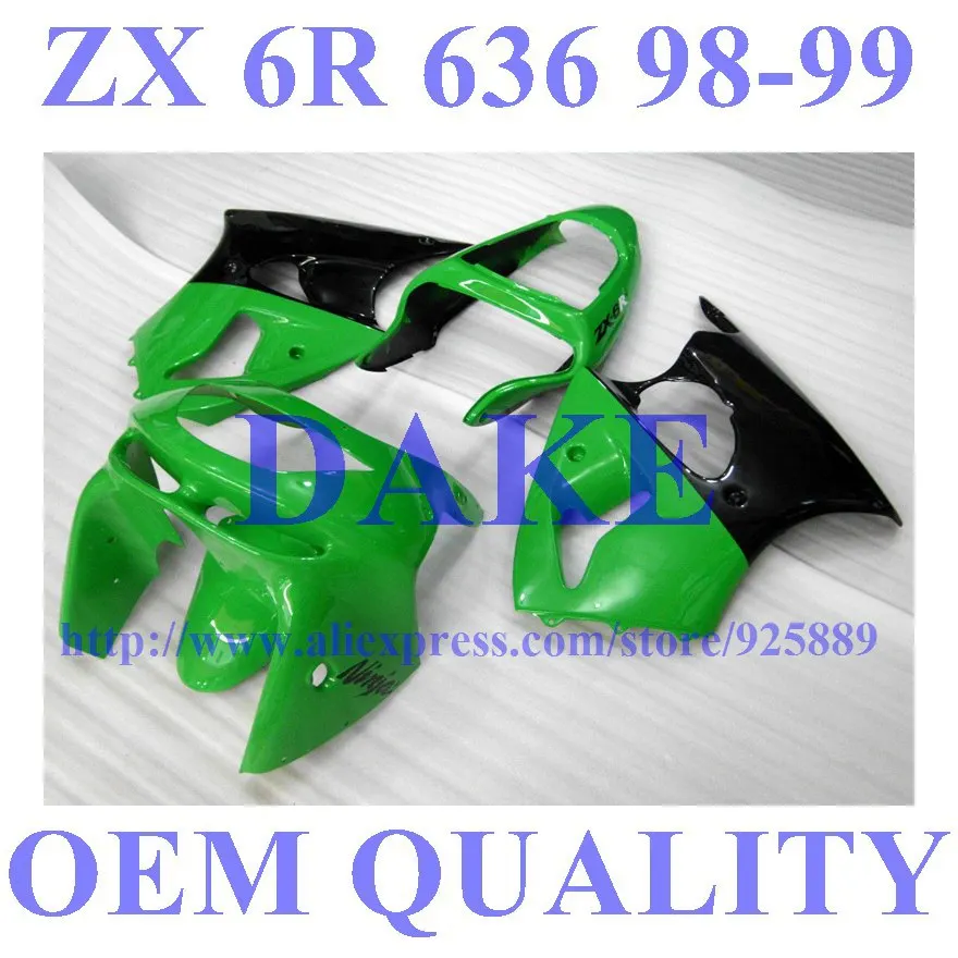 

Green Black Bodywork For KAWASAKI Ninja ZX-6R 98-99 ZX 6R 1998-1999 Fairings ZX6R 98 99 ZX 6R 1998 1999 Fairing Kits Best