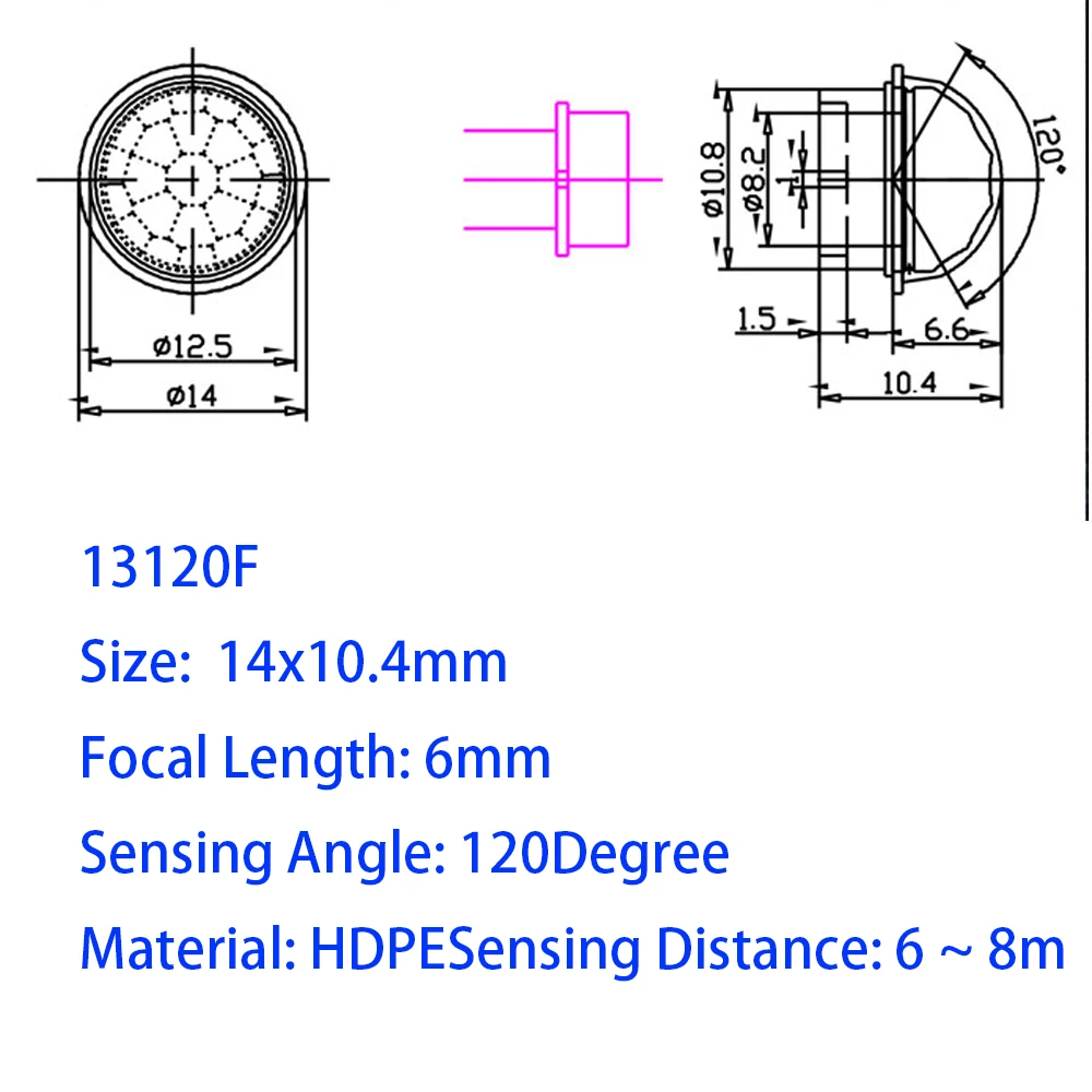 

Человеческого тела Инфракрасный Сенсор прожектор с линзой Френеля фокусное расстояние объектива Длина 6 мм объектив PIR Термальность выпуск линзы расстояние срабатывания 6-8 м