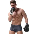 Боксеры мужские из вискозы, пикантное бесшовное тонкое мягкое нижнее белье с U-образным мешочком, дышащие быстросохнущие трусы