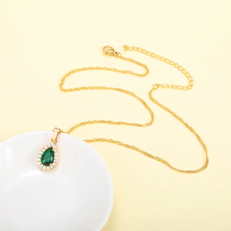 Винтажное темно-зеленое ожерелье для женщин ювелирные изделия подвеска в форме