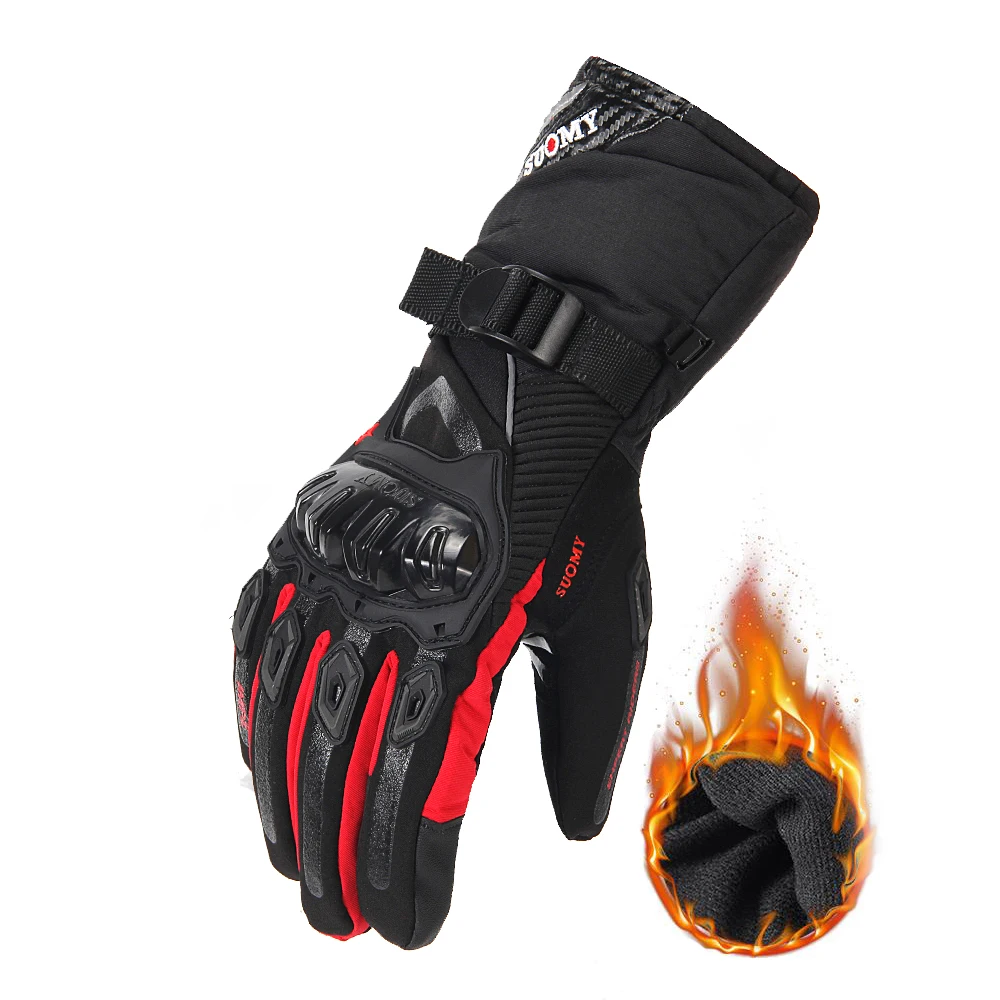 WP-02 Red Мотоциклетные Перчатки Guantes, мотоциклетные перчатки для верховой езды, перчатки для заездов, дышащие мотоциклетные перчатки на полный палец,, водонепроницаемые, ветрозащитные, зимние - Цвет: WP-02 Red