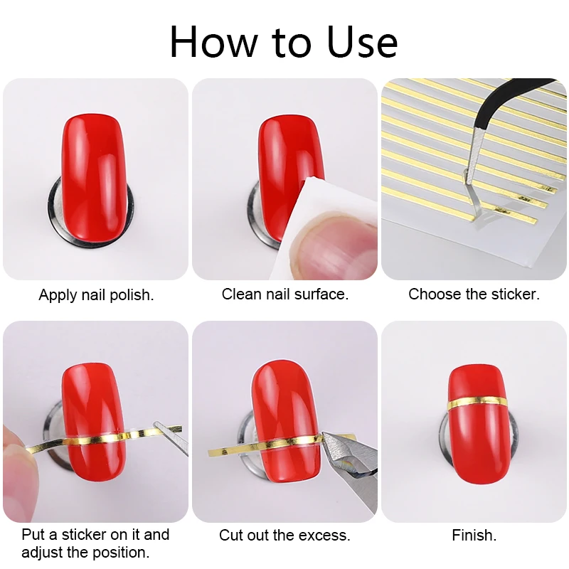 

Clou Beaute Stripe Lines Nail stickers Foil Nail Art Self Adhesive 3D Nails Sticker Curved Tape Wraps Decorations equipment