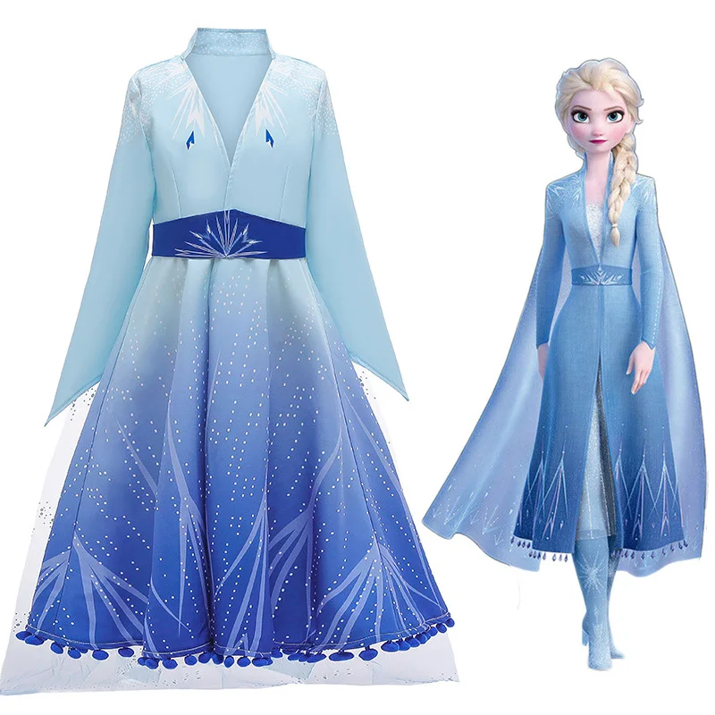 Новинка Костюм Эльзы для маленьких девочек Платье принцессы Детское нарядное