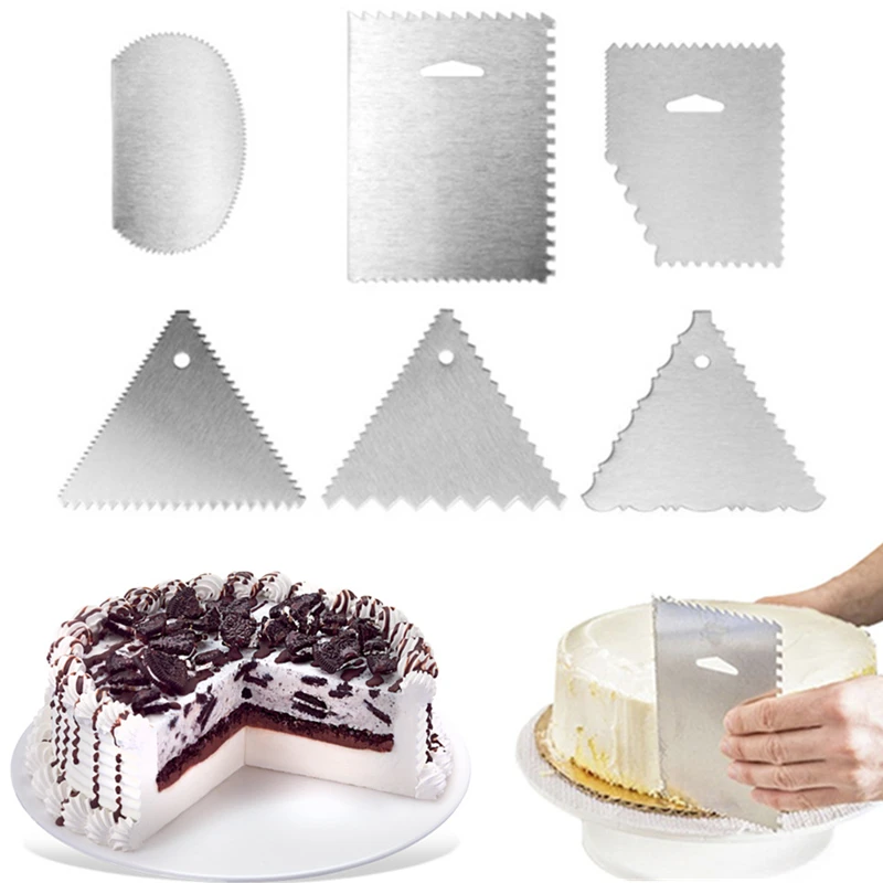 

1Pc Stainless Steel Cream Icing Scraper Irregular Teeth Edge Spatulas Kitchen Pastry Dough Cutters DIY Cake Decorating Tools